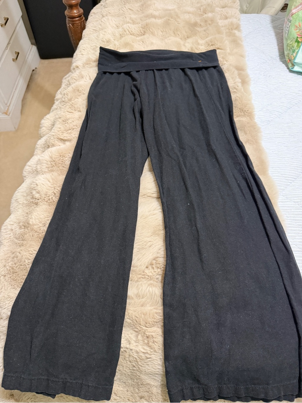Old Navy Black Wide-Leg Fold-Over Waist Pants